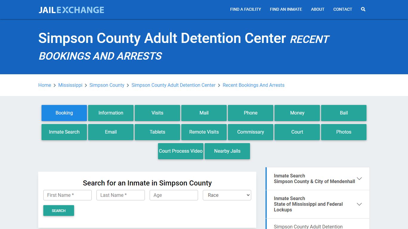 Simpson County Adult Detention Center MS Recent Arrests and Bookings